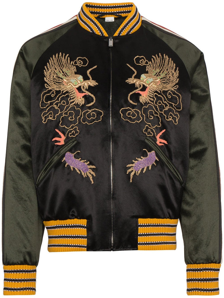 GG Embroidered Dragon Bomber Jacket