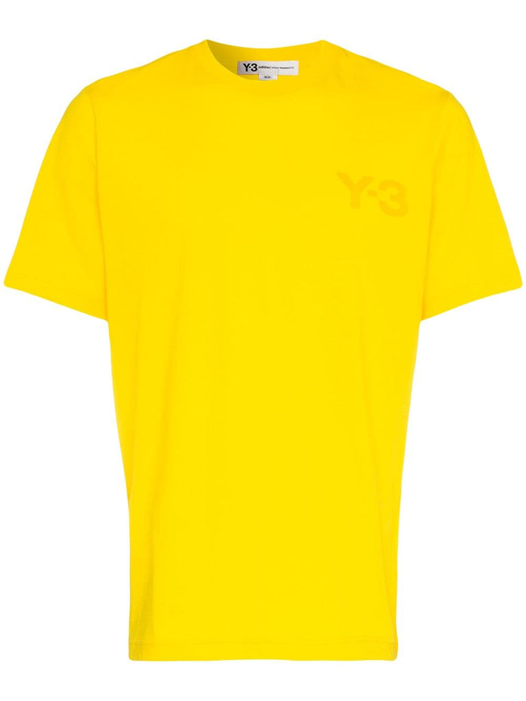 yellow logo printed cotton tshirt