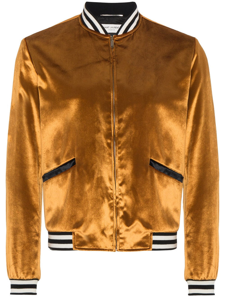 Velvet Ribbed Bomber Jacket