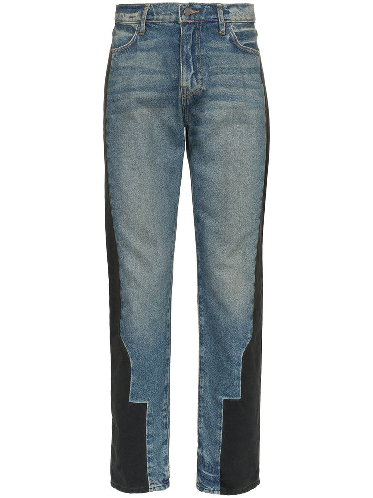 Bi-colour slim-leg denim jeans