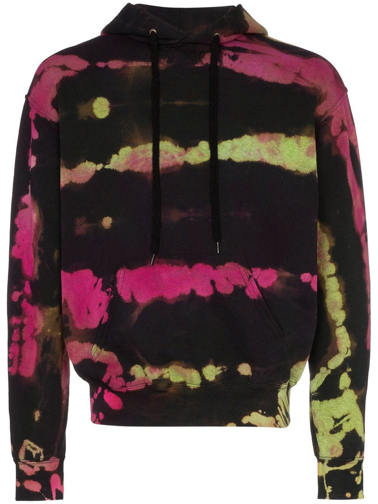 pink and green tie dye cotton hoodie