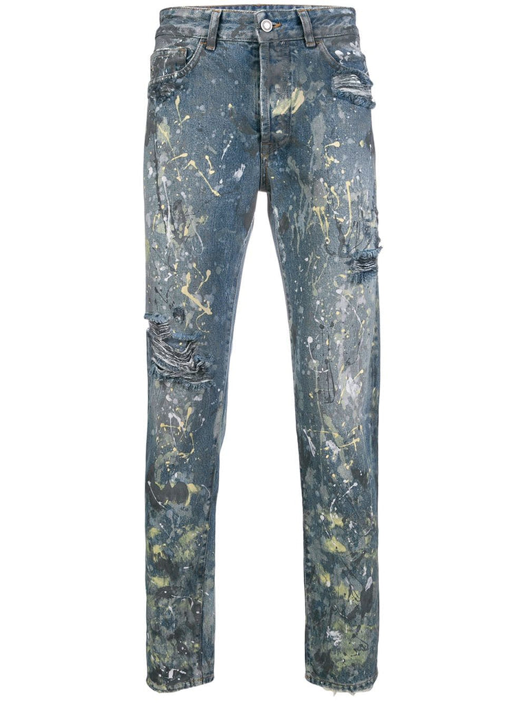 dark splatter jeans