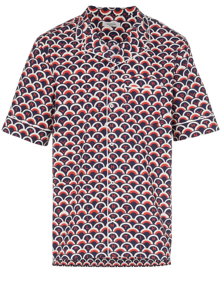 short sleeved scale print shirt