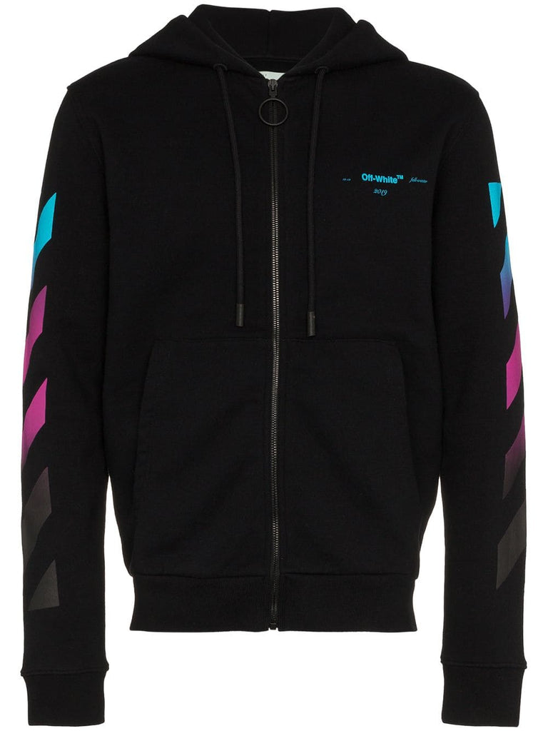 gradient zipped cotton hoodie