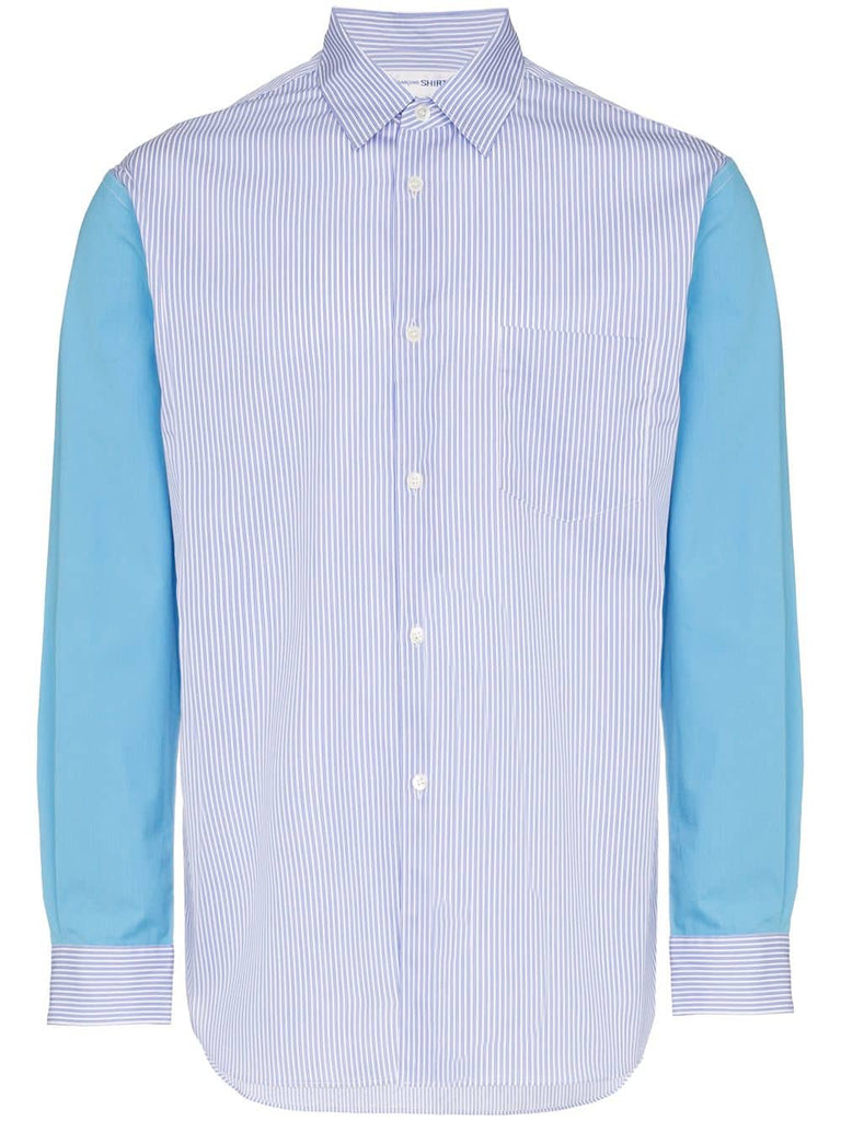 stripe panelled cotton shirt