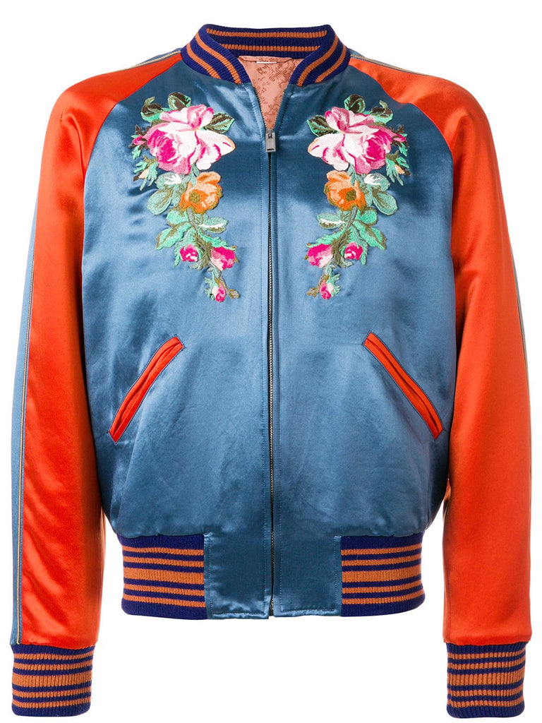 embroidered appliqué bomber jacket