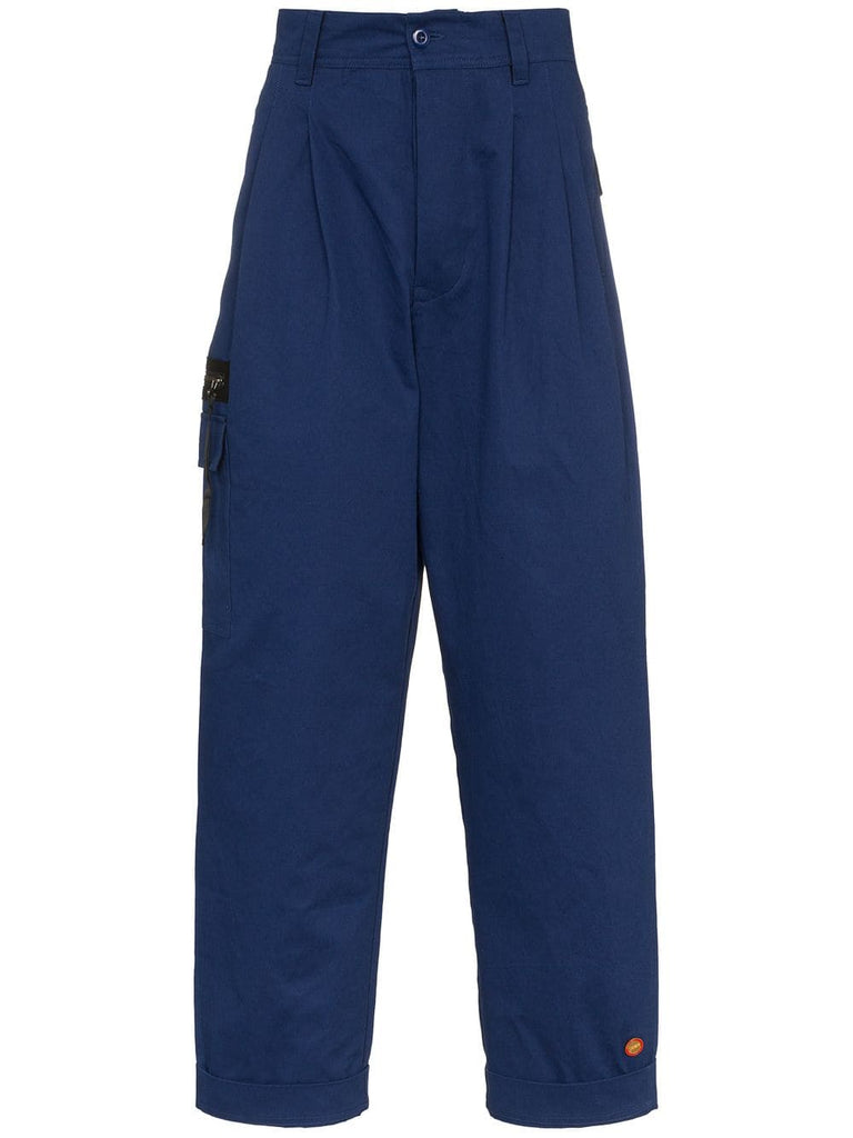 pleated cargo pocket cotton trousers