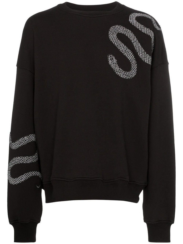 snake applique cotton sweatshirt