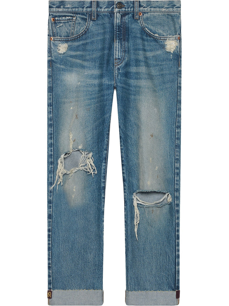 Jeans with embroidered ribbon