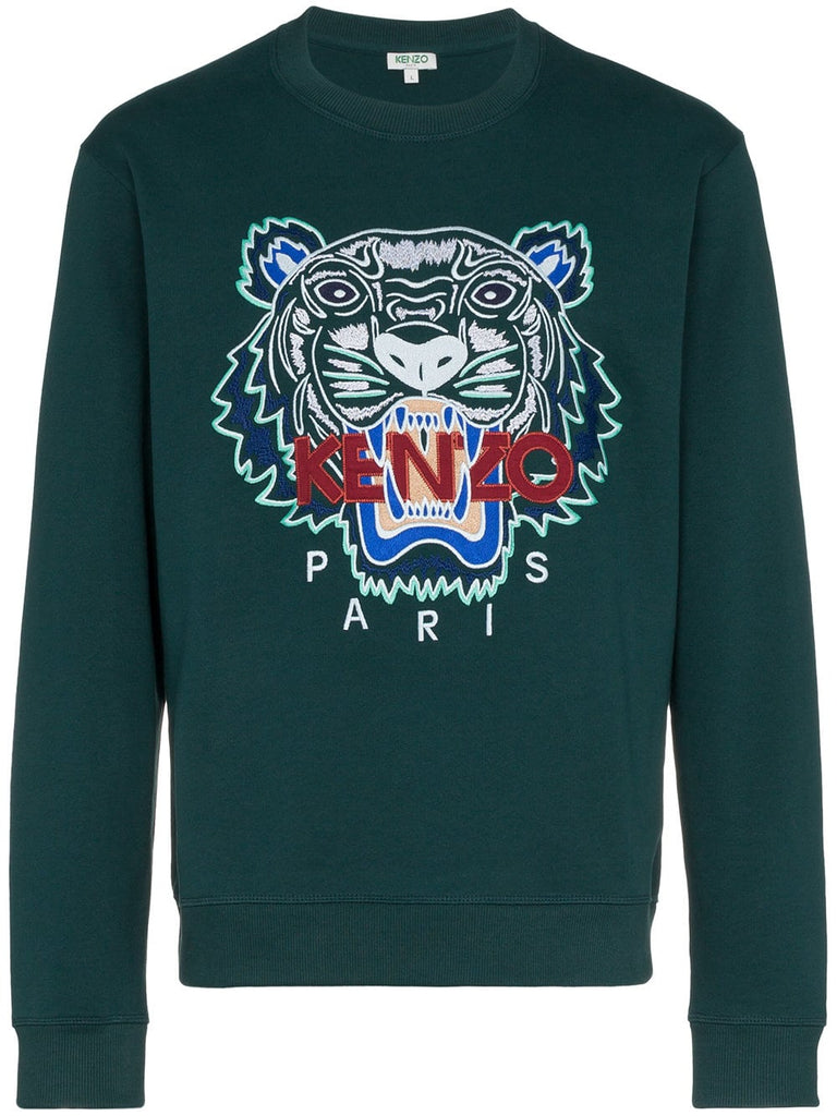 tiger embroidered cotton sweatshirt