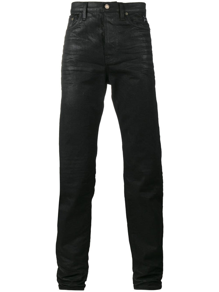 Black Wax coated slim fit jeans