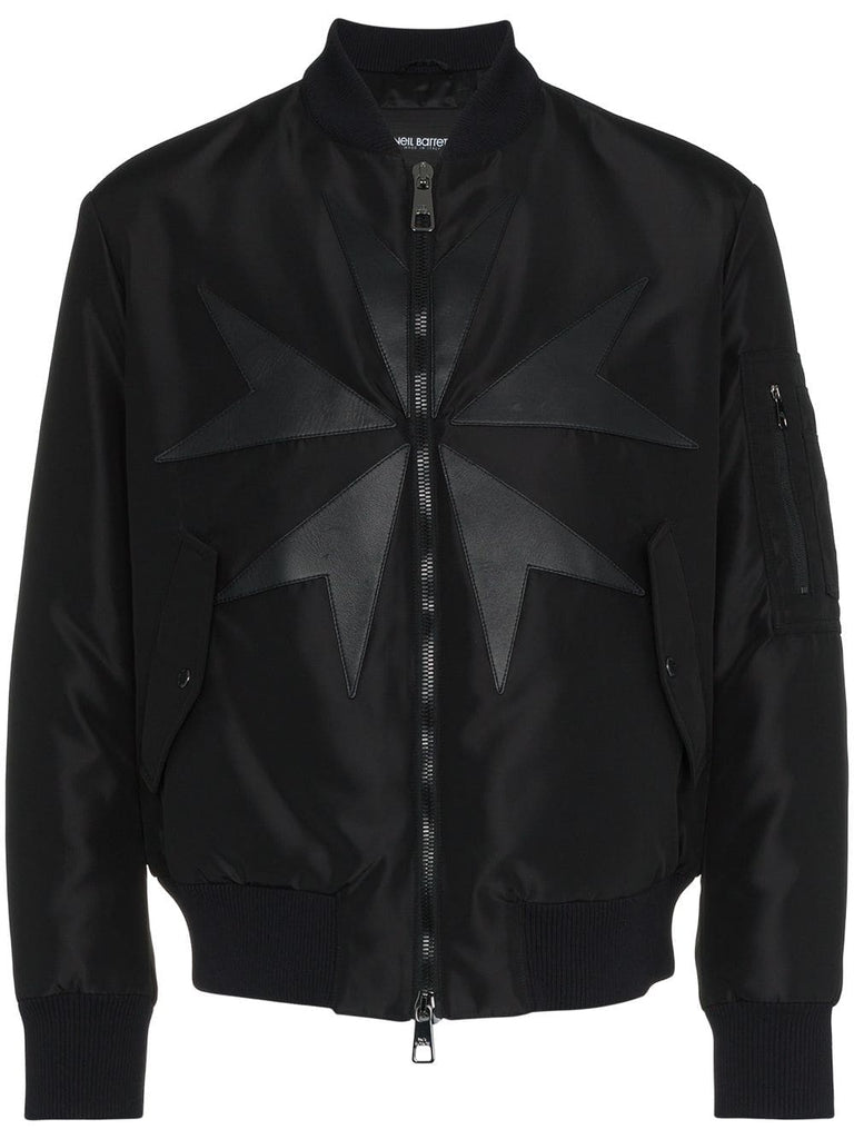 star leather panel bomber jacket