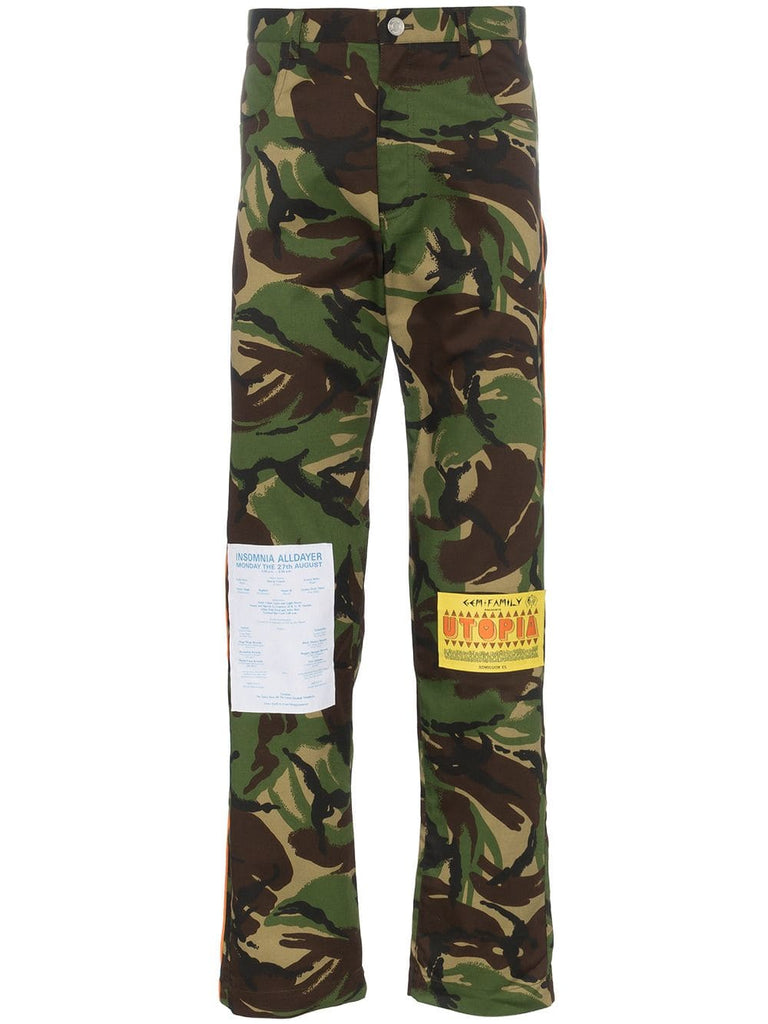 patch detail camouflage trousers