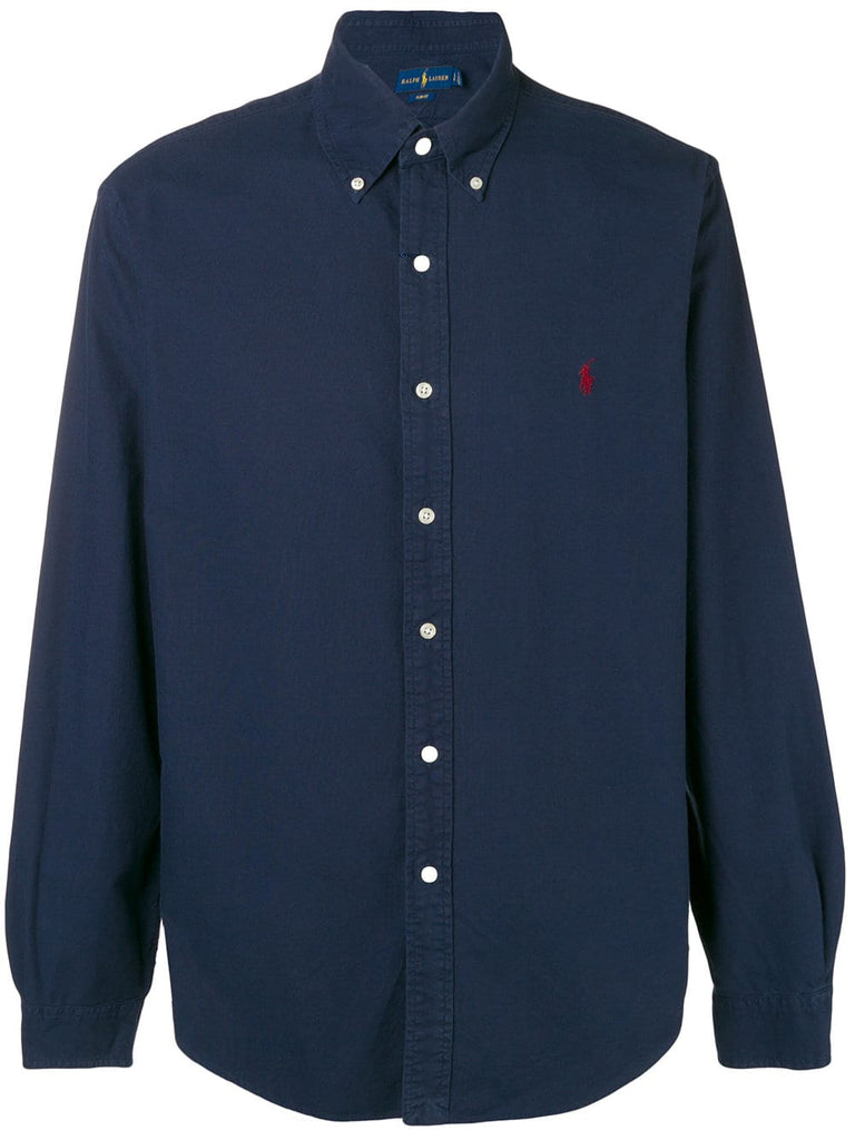 logo embroidered button-down shirt