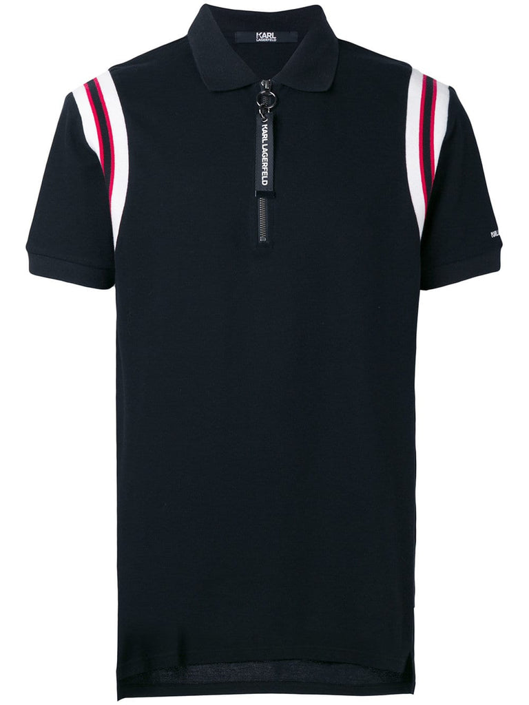 rib knit detail polo shirt