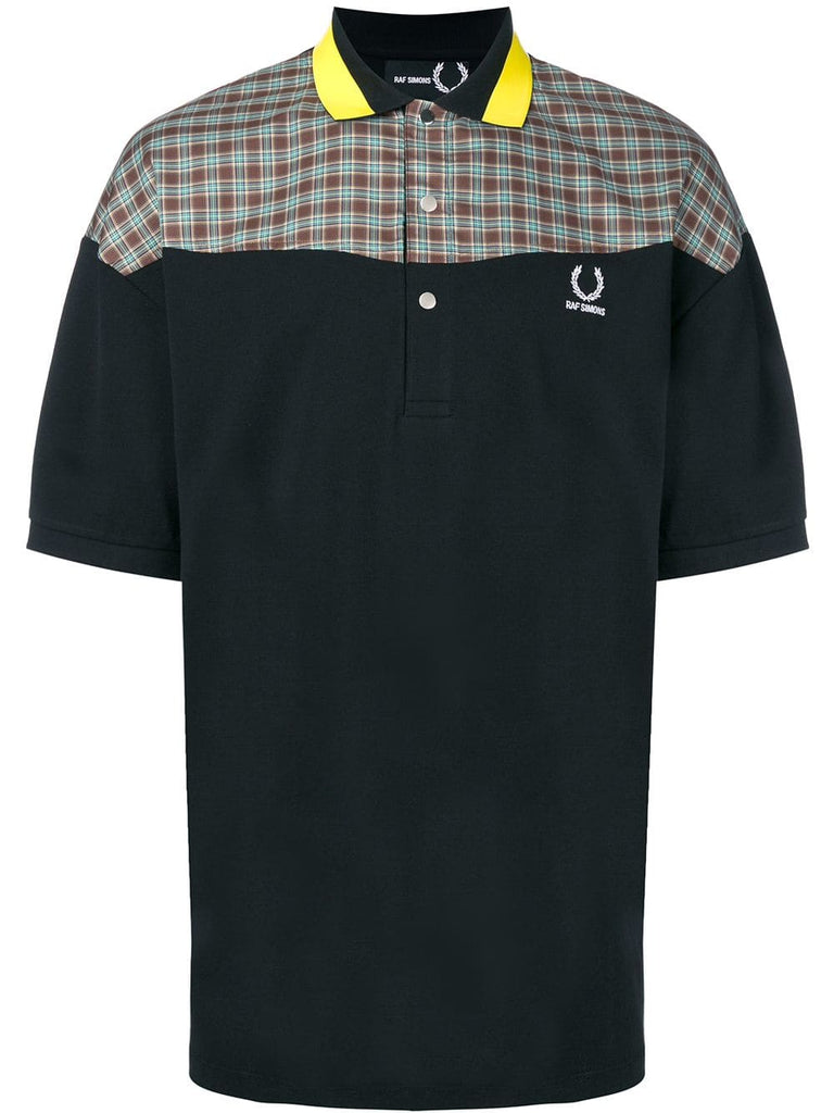 colourblock plaid polo shirt