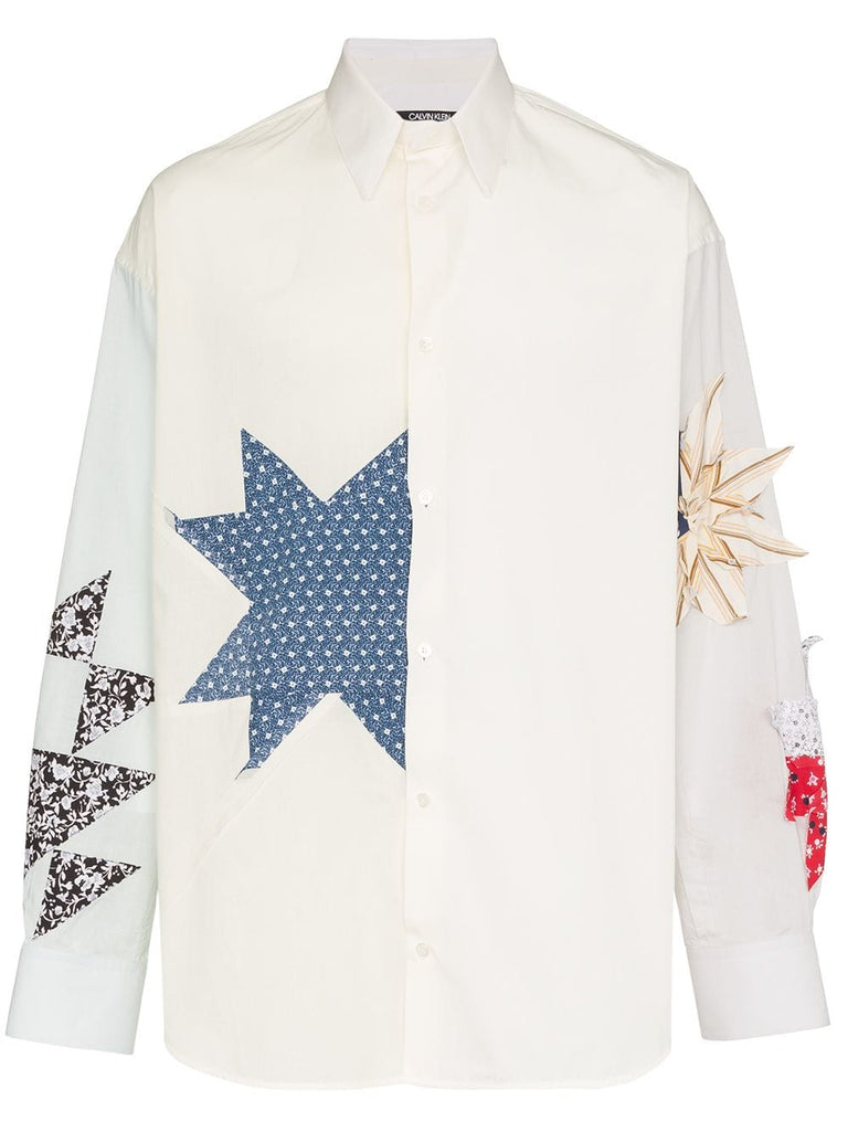 Embroidered detail button-down cotton shirt