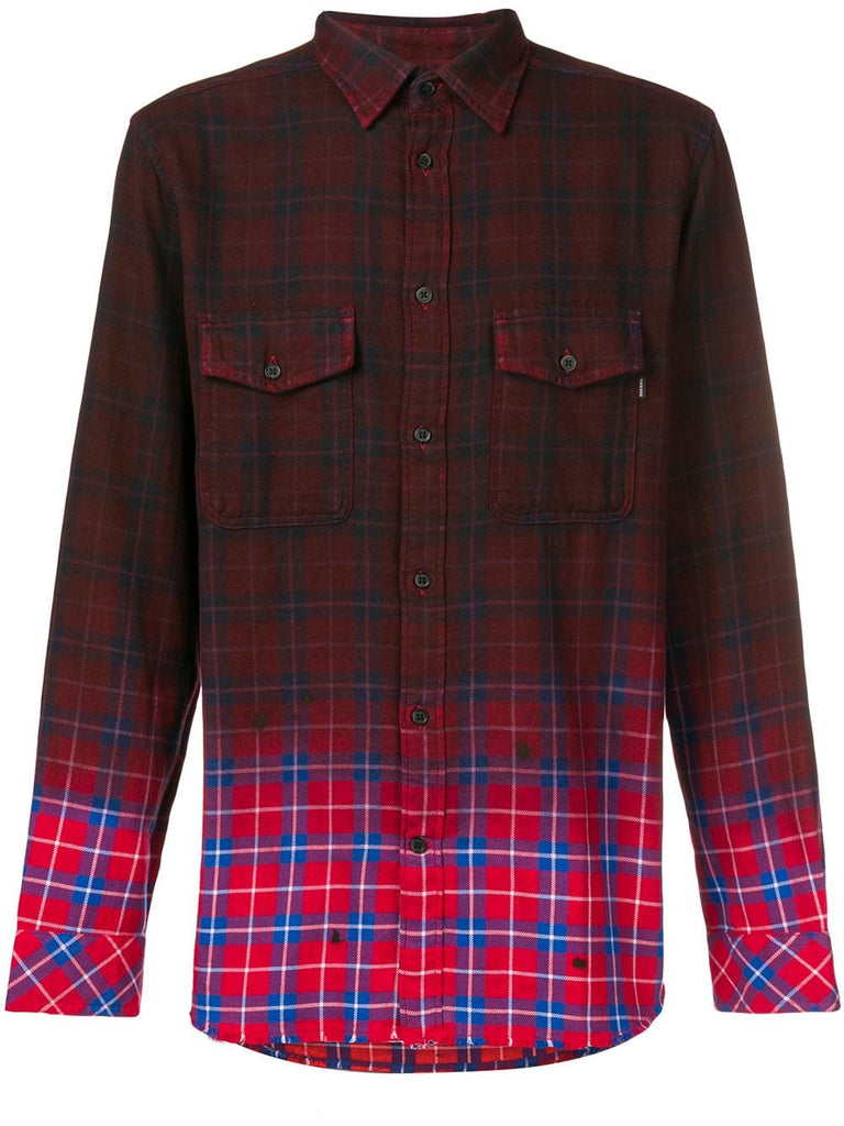 fade effect plaid shirt