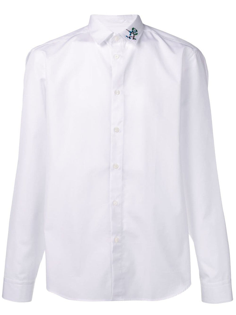 embroidered collar long-sleeved shirt