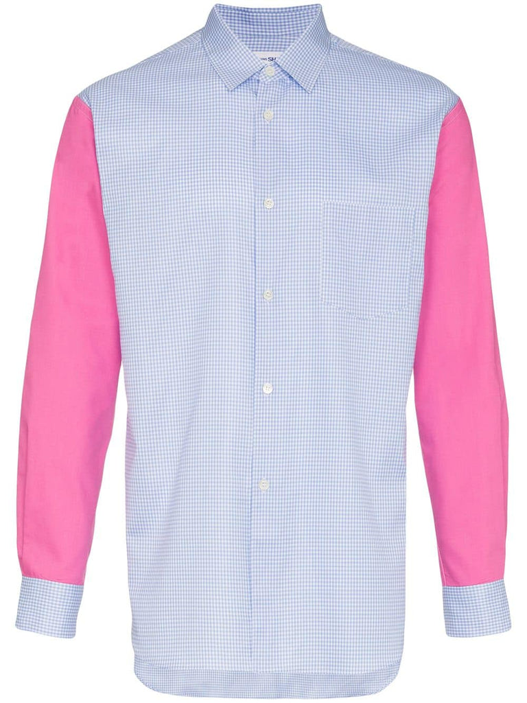 check panelled cotton shirt