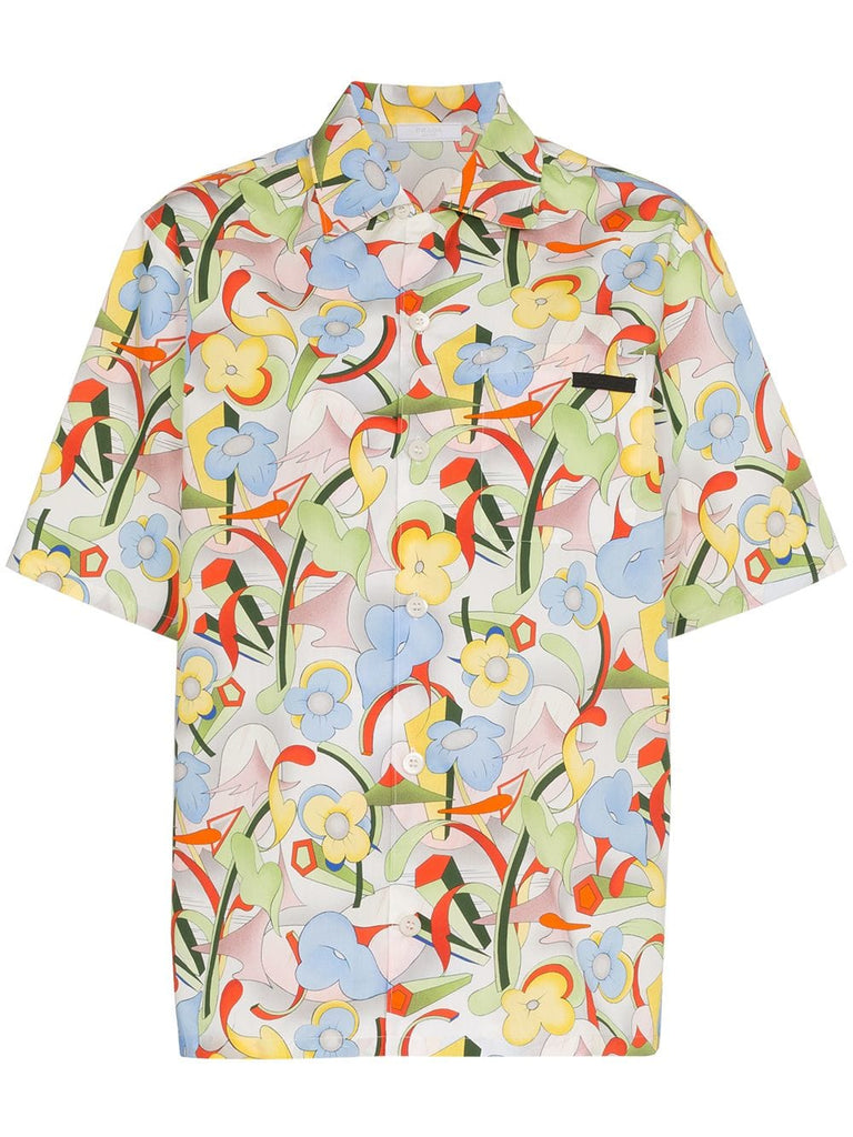 flower print short sleeved shirt