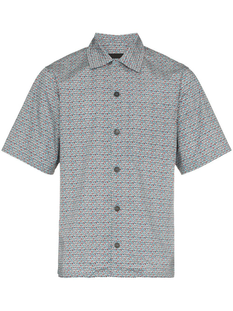 pattern print short sleeve cotton shirt