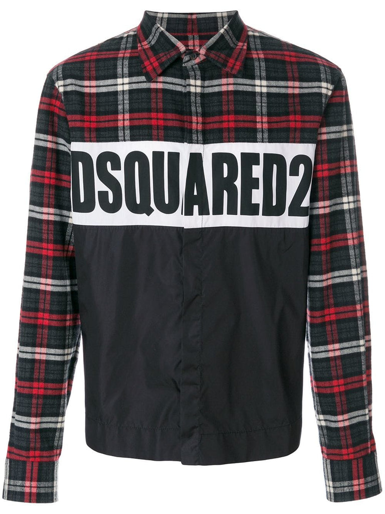 logo checked shirt