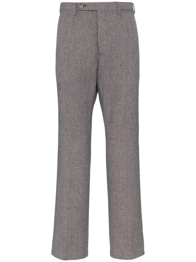 check straight wool blend trousers