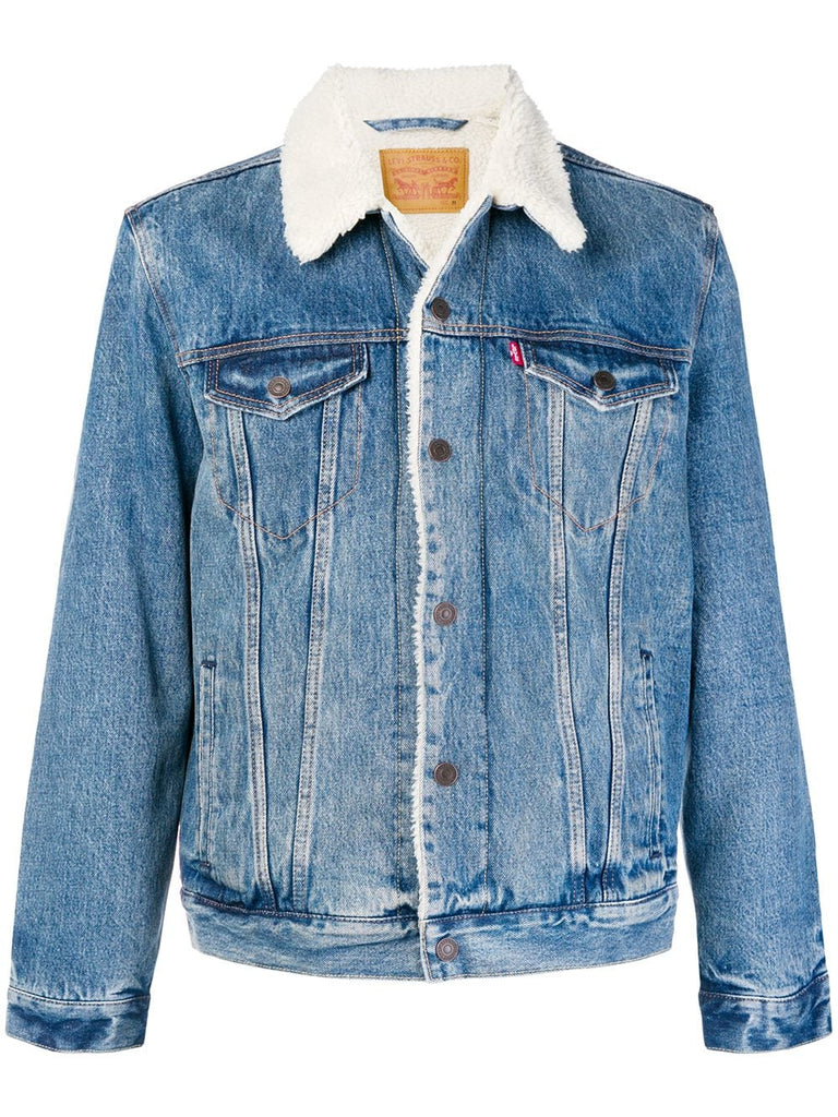 faux fur lined denim jacket