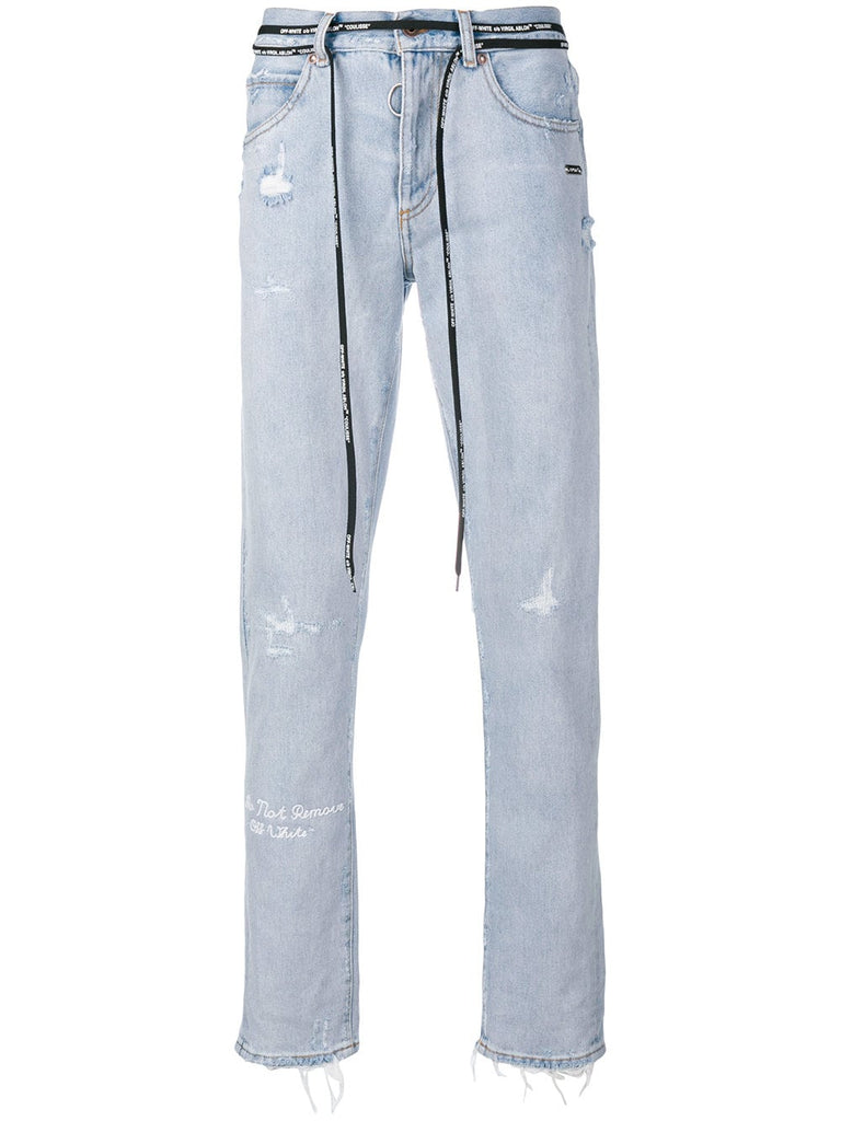 distressed Firetape jeans