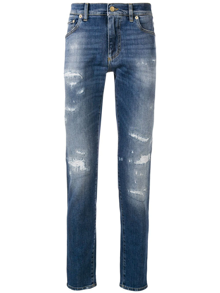 distressed regular-fit jeans