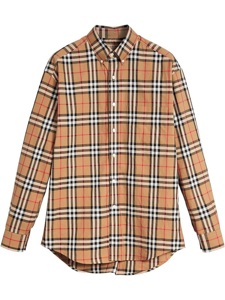 Button-down Collar Vintage Check Cotton Shirt