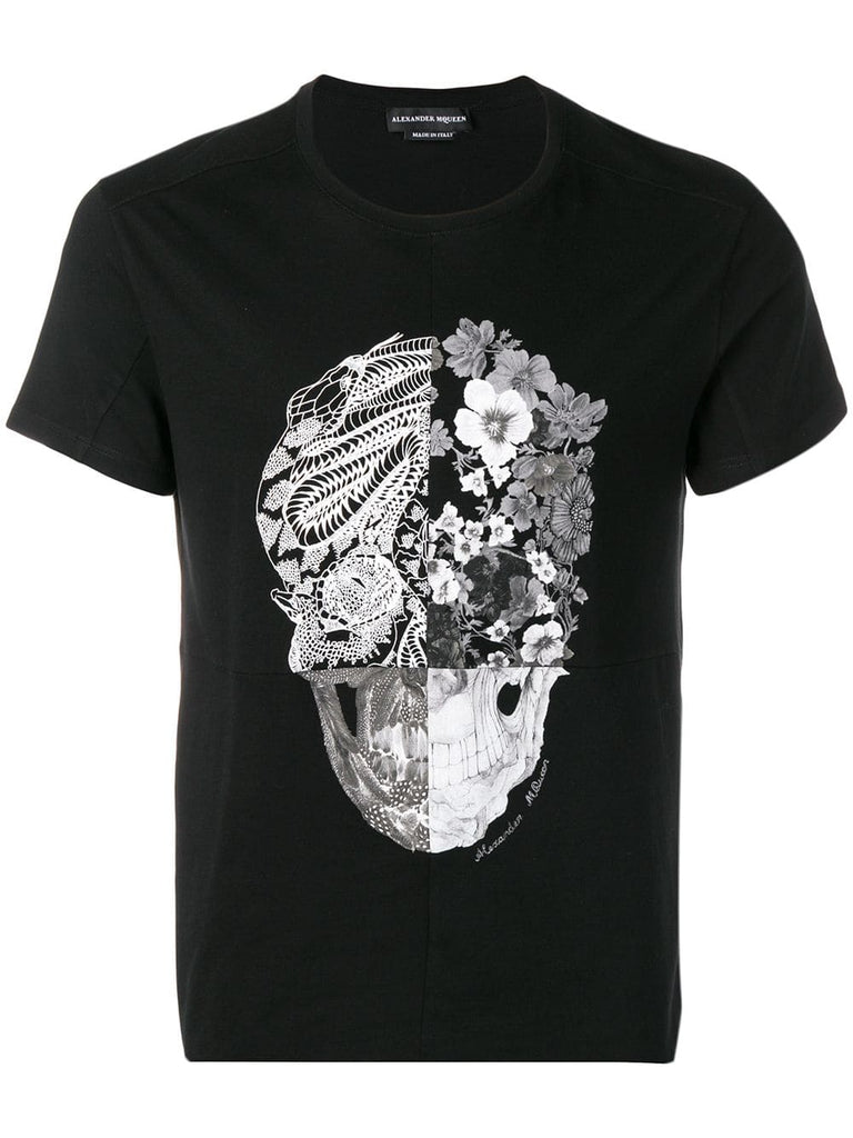 floral skull print T-shirt