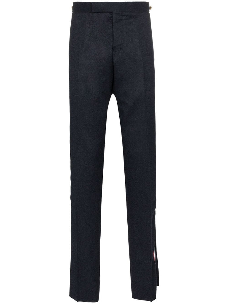 striped seam straight leg wool trousers