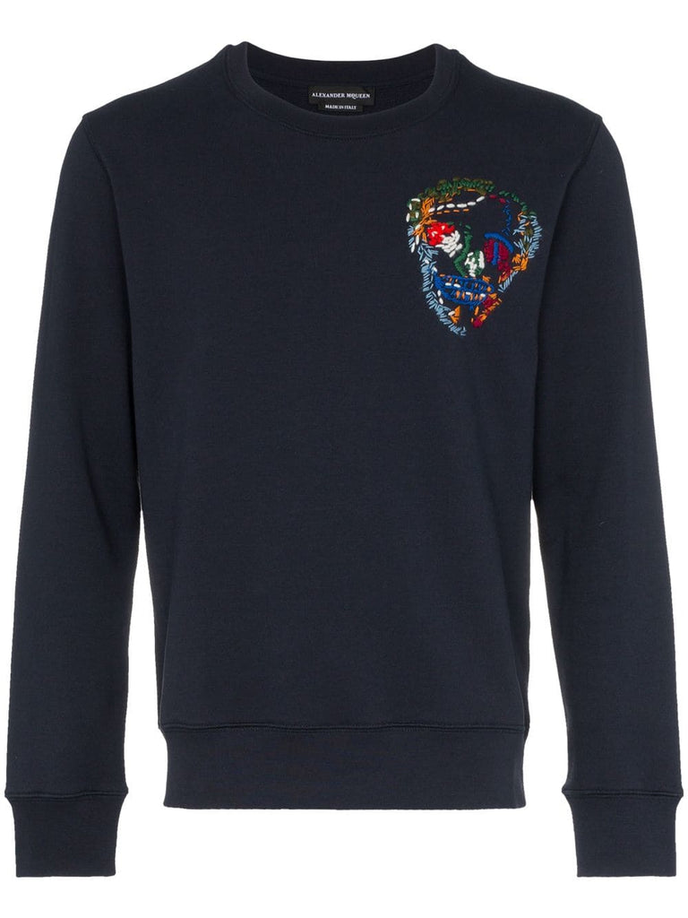 embroidered skull cotton sweatshirt