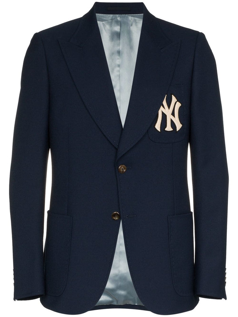 Gucci X MLB NY Yankees embroidered single breasted wool blend blazer