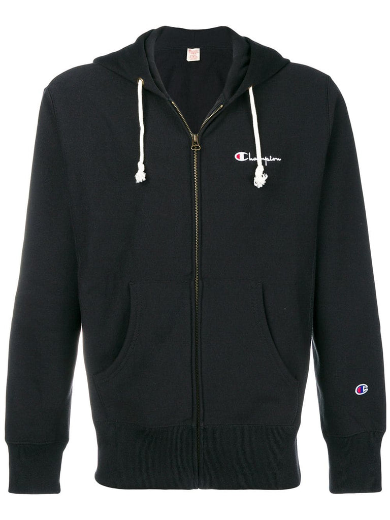 zipped logo hoodie