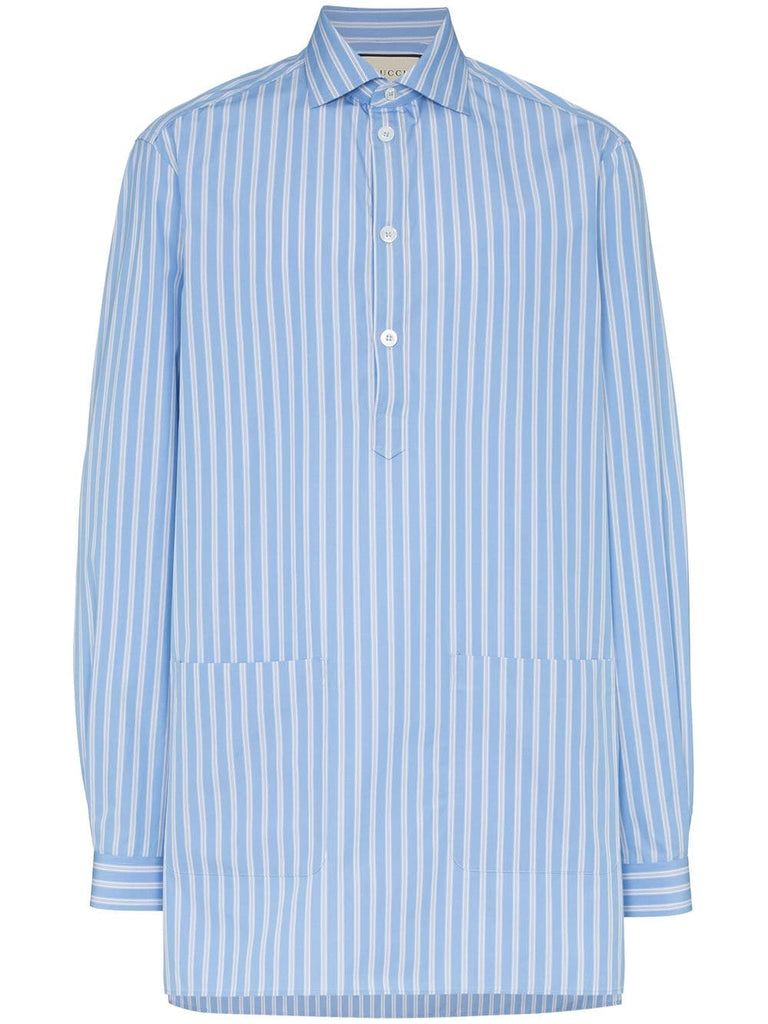 oversized stripe print cotton shirt