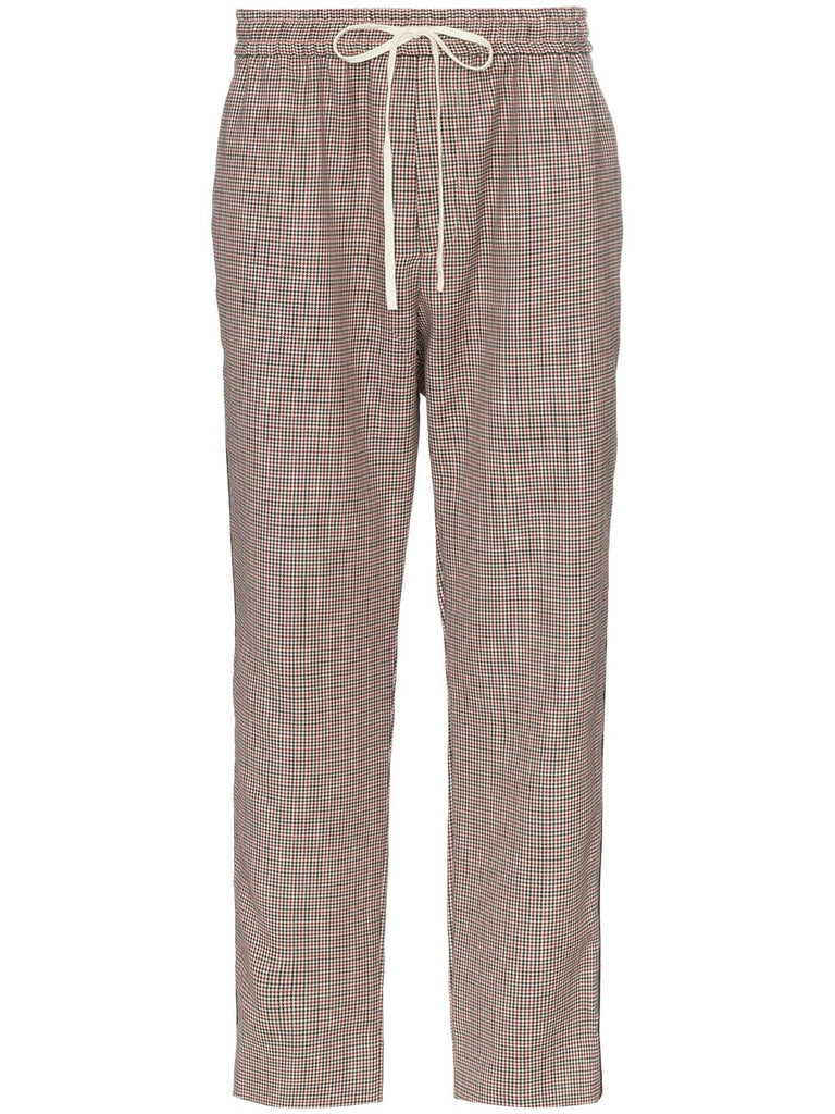 Houndstooth wool mohair track pants