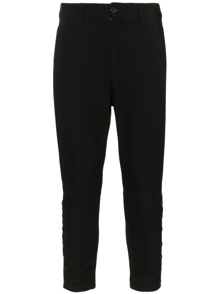 buttoned cropped virgin wool cotton-blend trousers