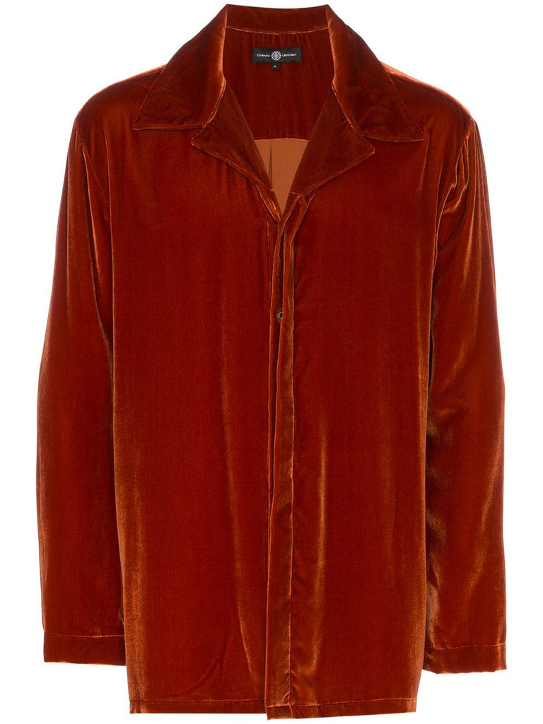 notched lapel velvet shirt