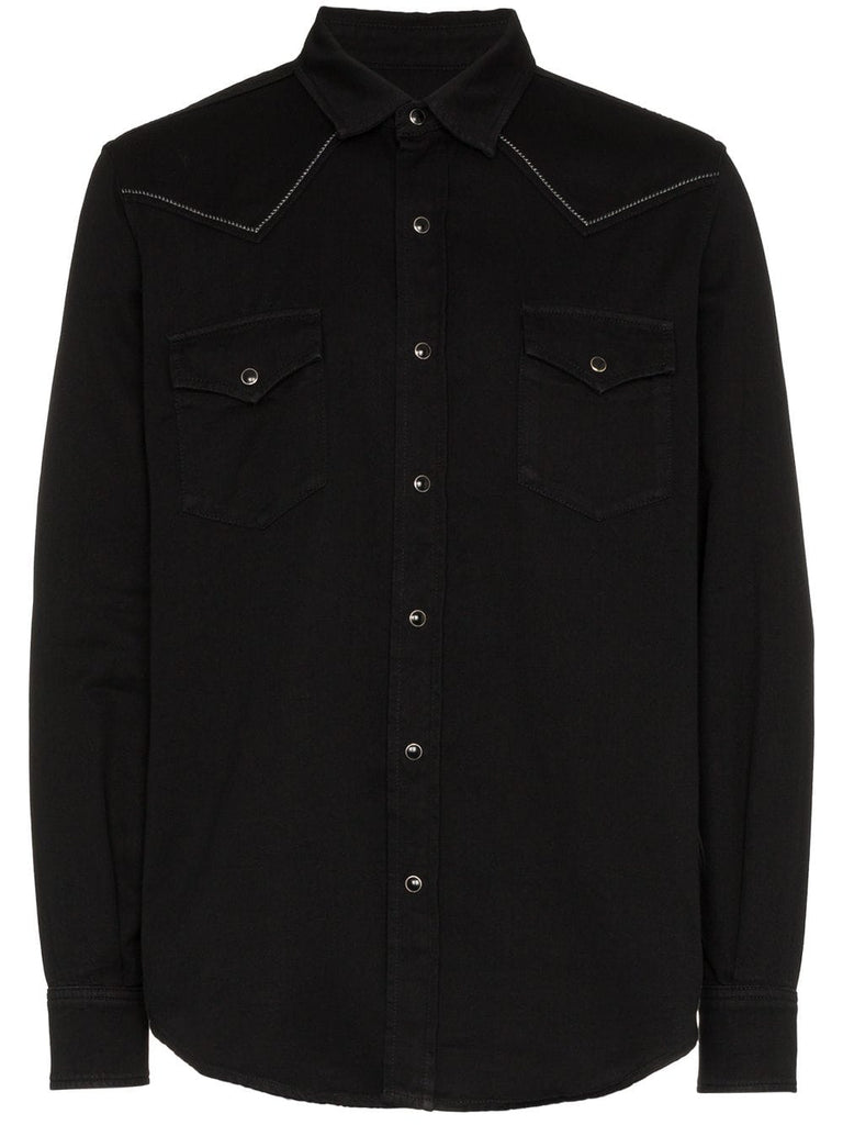 Slim-Fit Embroidered Cotton-Twill Western Shirt