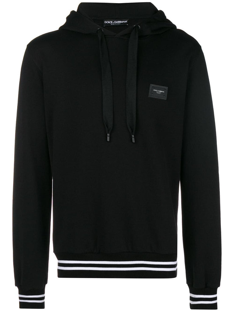 striped rib hoodie