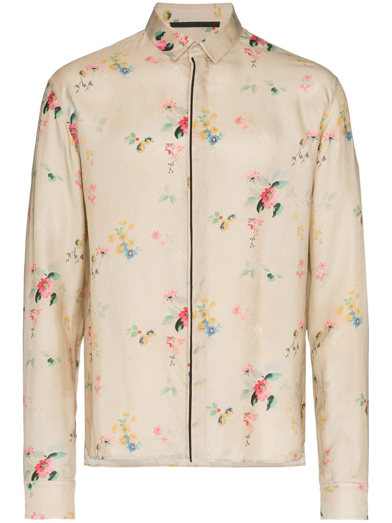 floral print satin long sleeve shirt