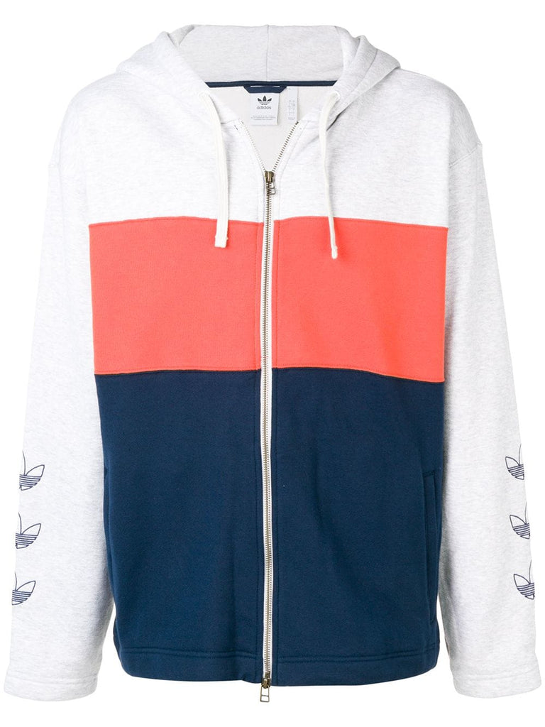 contrast panels zipped hoodie