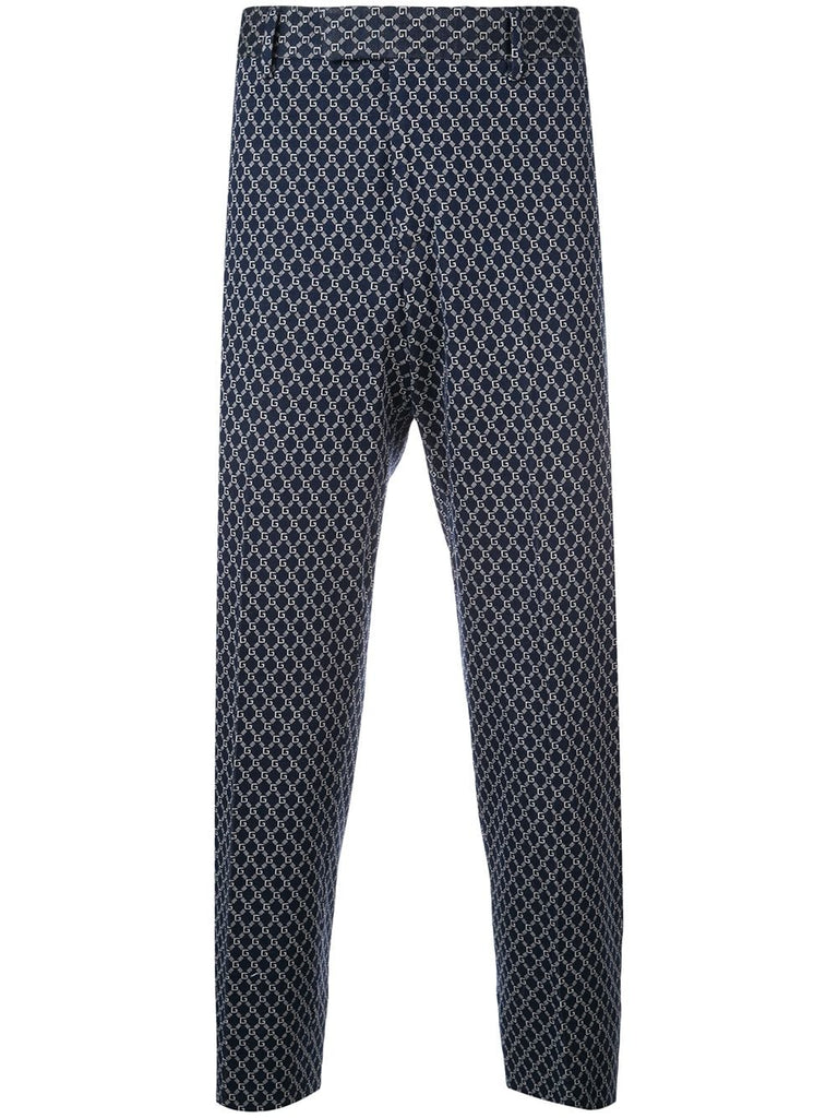 cropped logo print trousers