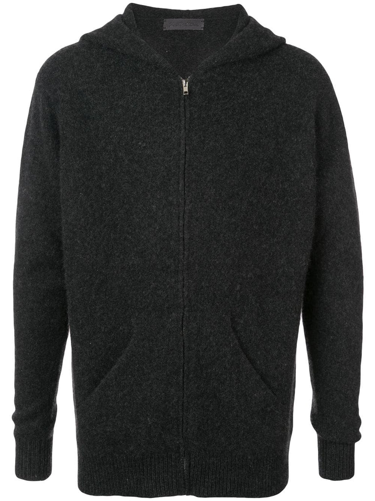 zipped knitted hoodie