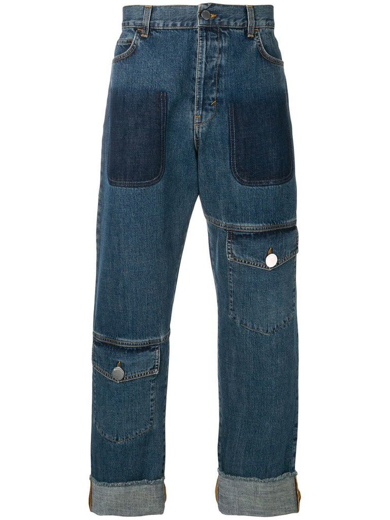 shaded pocket straight leg jeans