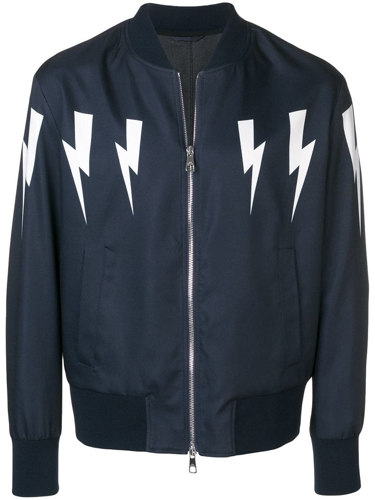 lightning bolt print bomber jacket