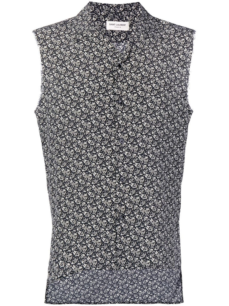 patterned sleeveless shirt